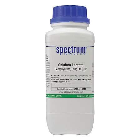Spectrum Chemical Calcium Lactate, Pentahydate, USP, EP, 500g C2106-500GM10
