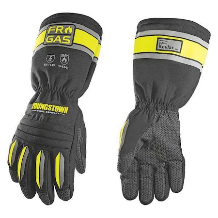 Youngstown Glove Co Flame and Heat Resistant Gloves, Black/Green/Silver, M, 1 PR 12-3390-60-M