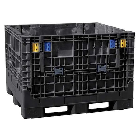 Buckhorn Collapsible Bulk Container 19.1 cu ft Volume Cap., 48 in L, 45 in W, 25 in H, Plastic, Black BN4845252010000