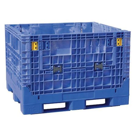Buckhorn Collapsible Bulk Container 28.7 cu ft Volume Cap., 48 in L, 45 in W, 34 in H, Plastic, Blue BN4845342023000