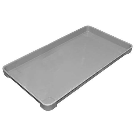 Mfg Tray Stackable Storage Container, 1.3 gal, 22 in L x 12 in W x 1-1/2 in H, Gray 8081085136