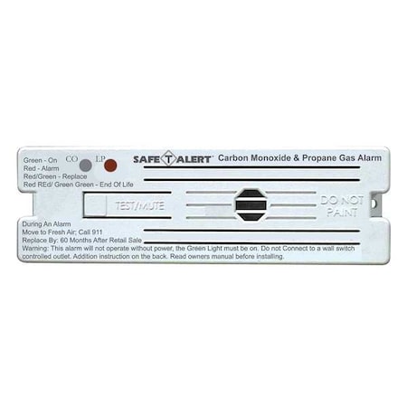 Safe-T-Alert Carbon Monoxide and Gas Alarm, Semiconductor Sensor, 85 dB @ 10 ft Audible Alert, 120V AC 35-711