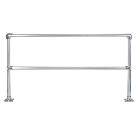 Hollaender Handrail Section, 8 Ft L, 42 in H, Floor Mounted, Aluminum, 5 in x 5 in Mounting Plate Dimensions 50240