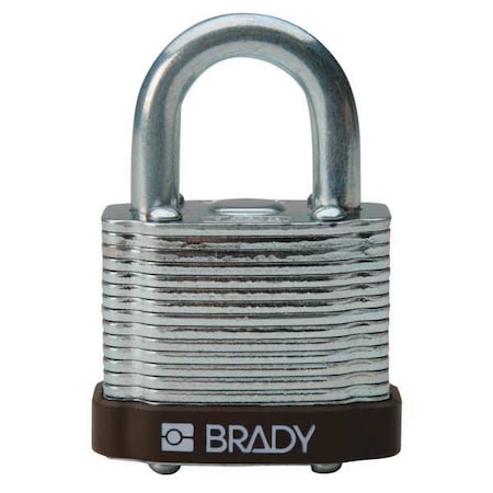 Brady Keyed Padlock, Open, Rectangular Steel Body, Hardened Steel Shackle, 23/32 in W 123272