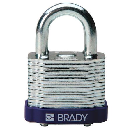 Brady Keyed Padlock, Open, Rectangular Steel Body, Hardened Steel Shackle, 23/32 in W 123273