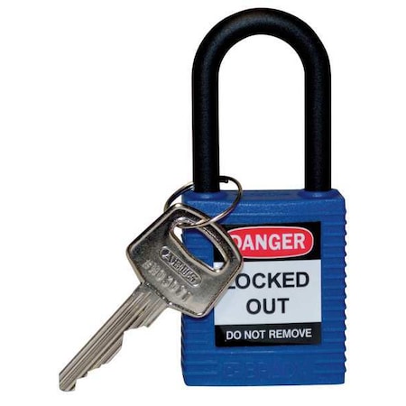 Brady Lockout Padlock, Keyed Different, Nylon, Blue, 1 1/2 in Shackle Height, 1 1/2 in Body Width 123325