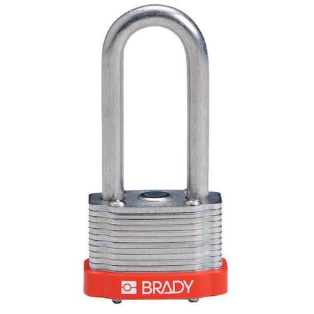 Brady Keyed Padlock, Extended, Rectangular Steel Body, Hardened Steel Shackle, 3/4 in W, 6 PK 118978