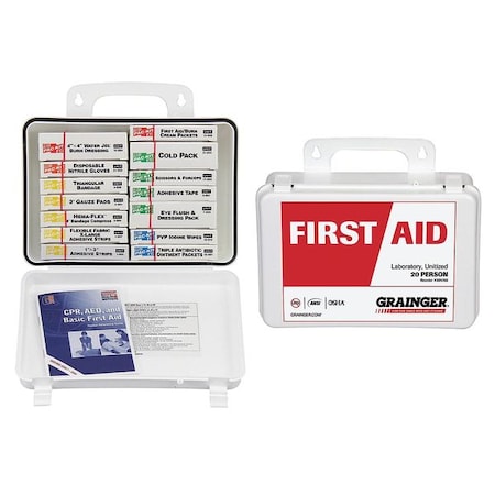 Zoro Select First Aid Kit and Housing, Plastic 80 Components, 20 People Served 54550