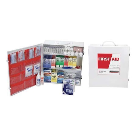 Zoro Select First Aid Kit and Housing, Metal Cabinet, 760 Components, 100 People Served 54554