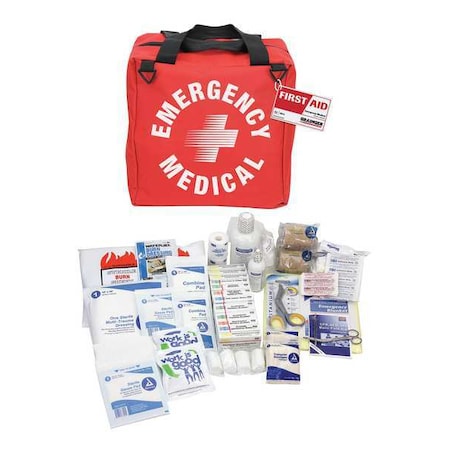 Zoro Select Emergency Medical Kit, Fabric Bag, 297 Components, 25 People Served 54597