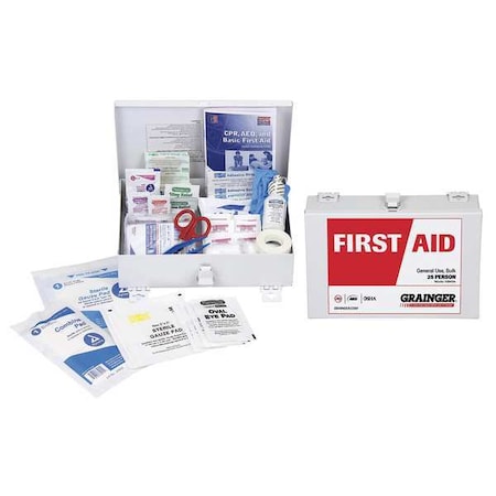 First Aid Only First Aid Kit and Housing, Metal 137 Components, 25 People Served 54531