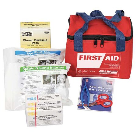 Zoro Select First Aid Kit and Housing, Fabric 32 Components