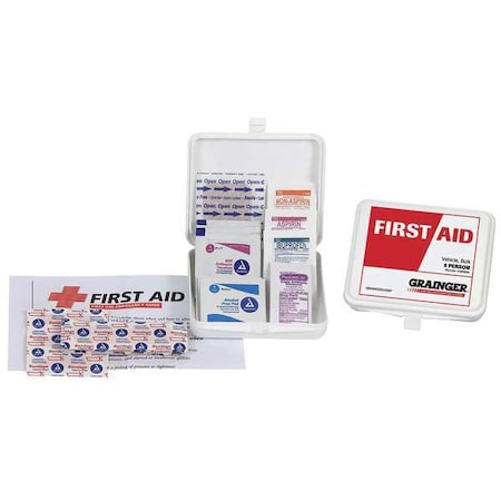 Zoro Select First Aid Kit and Housing, Plastic 21 Components