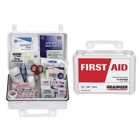 Zoro Select First Aid Kit and Housing, Plastic 185 Components, 25 People Served 54511
