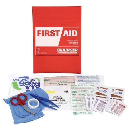 Zoro Select First Aid Kit and Housing, Fabric 39 Components, 5 People Served 54562