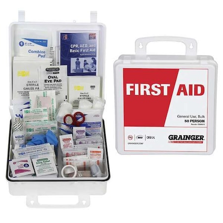 Zoro Select First Aid Kit and Housing, Plastic 214 Components, 50 People Served 54566