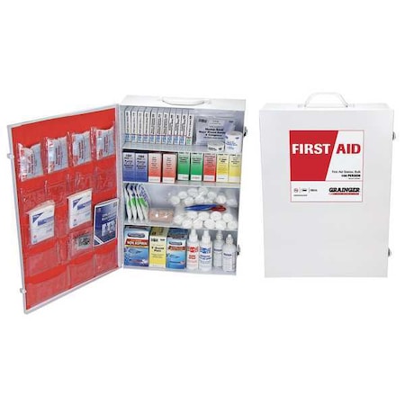 Zoro Select First Aid Kit and Housing, Metal Cabinet, 1,172 Components, 150 People Served 54574