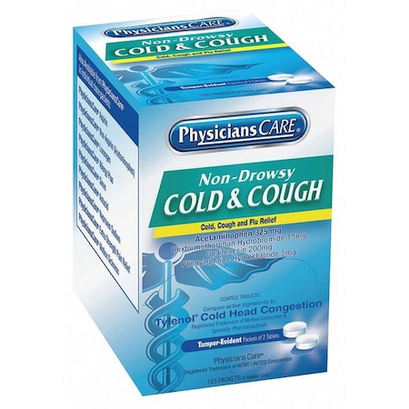 Physicianscare Cold and Flu, Tablet, PK125 90033