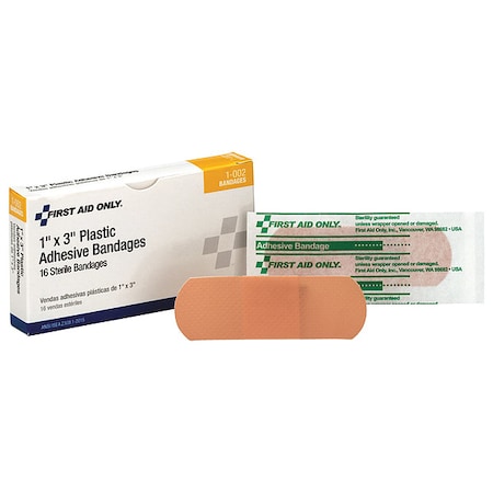 First Aid Only Bandage, Beige, Plastic, PK16 1-002
