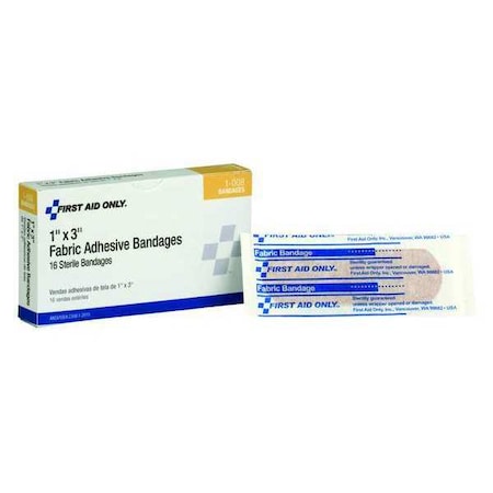 First Aid Only Bandage, Beige, Fabric, Box, PK16 1-008