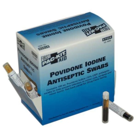 First Aid Only PVP Swabs, Packet, 4-1/4 In., PK100 10-400