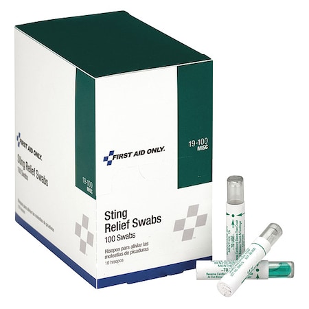 First Aid Only Sting Relief, Packet, 4-1/4 In., PK100 19-100