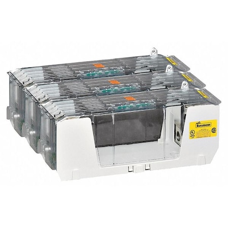 Eaton Bussmann Open Fuse Block, 450 to 600A Amp Range, 600V AC/DC Volt Rating, 3 Poles, Box Lug RM60600-3CR