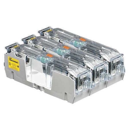 Eaton Bussmann Open Fuse Block, H; K5 UL Class, 600V AC/DC Volt Rating, 3 Poles, Box Lug HM60200-3CR