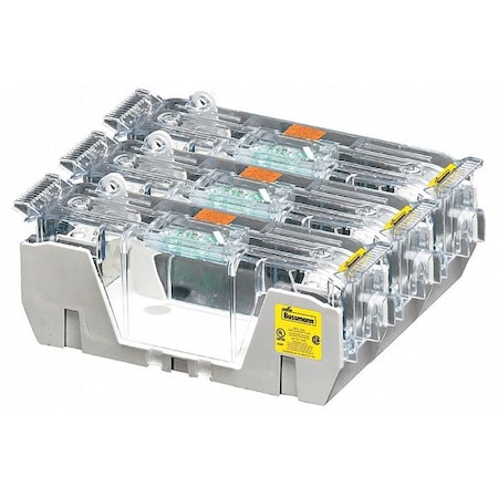 Eaton Bussmann Open Fuse Block, H; K5 UL Class, 250V AC/DC Volt Rating, 3 Poles, Box Lug HM25400-3CR
