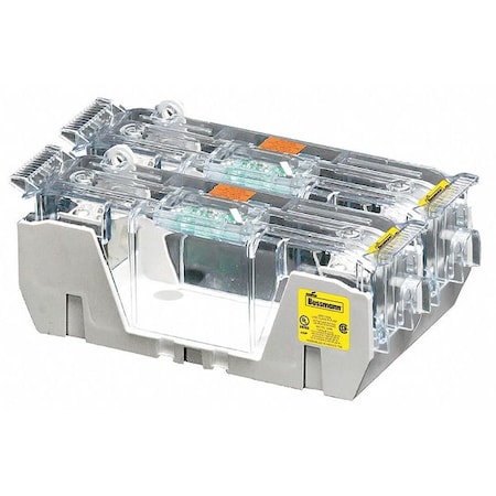 Eaton Bussmann Open Fuse Block, R UL Class, 250V AC/DC Volt Rating, 2 Poles, Box Lug RM25400-2CR