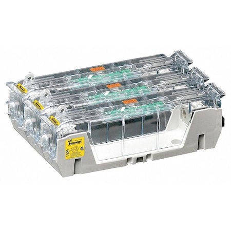 Eaton Bussmann Open Fuse Block, H; K5 UL Class, 600V AC/DC Volt Rating, 3 Poles, Box Lug HM60100-3CR