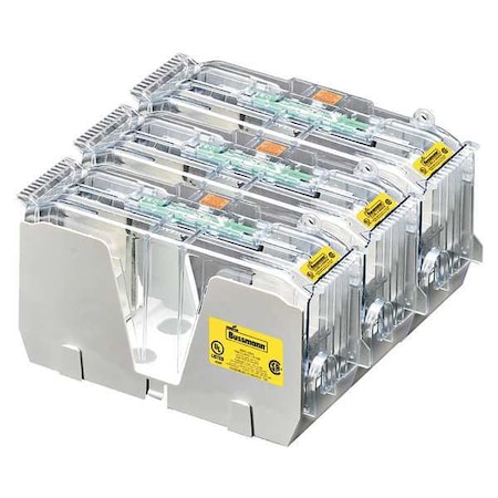 Eaton Bussmann Open Fuse Block, J UL Class, 600V AC/DC Volt Rating, 3 Poles, Box Lug JM60400-3CR