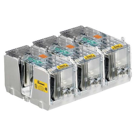 Eaton Bussmann Open Fuse Block, 450 to 600A Amp Range, 600V AC/DC Volt Rating, 3 Poles, Box Lug JM60600-3CR