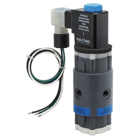 Plast-O-Matic 120VAC PVC Solenoid Valve, Universal, 1/2 in Pipe Size THP4V4W24-PV