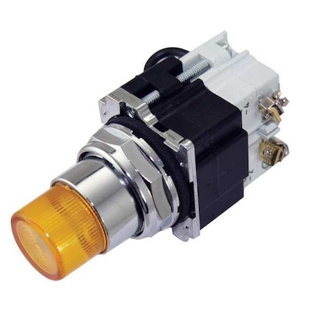Eaton Pilot Light, Press, 120VAC, Yellow 10250T231NC23