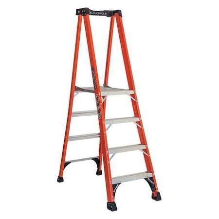 Louisville 6 ft 8 in Fiberglass Platform Stepladder, 375 lb Capacity FXP1804HD