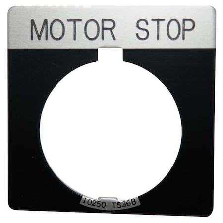 Eaton Cutler-Hammer Legend Plate, Square, Motor Stop, Black 10250TS82