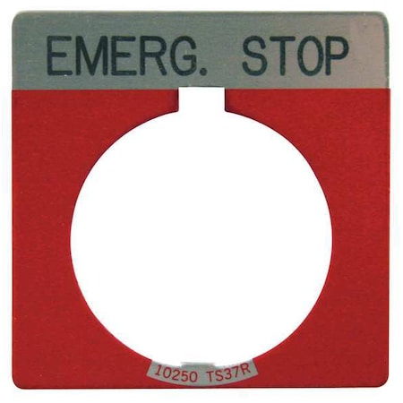 Eaton Cutler-Hammer Legend Plate, Square, Emergency Stop, Red 10250TS13