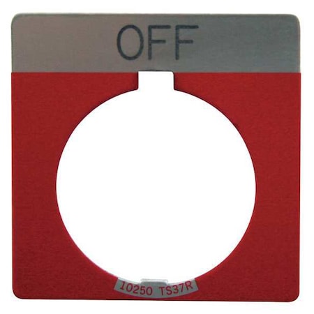 Eaton Cutler-Hammer Legend Plate, Square, Off, Red 10250TS24