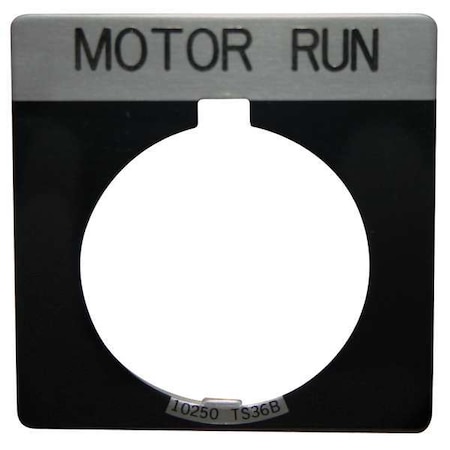 Eaton Cutler-Hammer Legend Plate, Square, Motor Run, Black 10250TS81