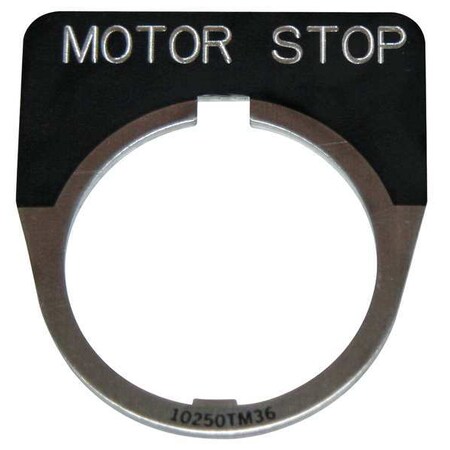 Eaton Legend Plate, Half Round, Motor Stop, Black 10250TM82