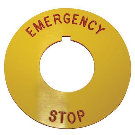 Eaton Cutler-Hammer Legend Plate, Emergency Stop, Red/Yellow 10250TRP79