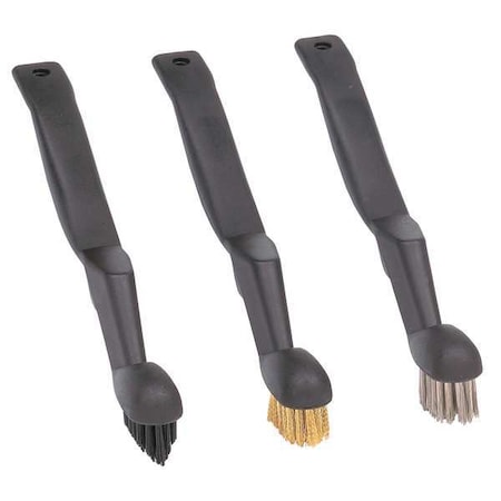 CARRAND 1/2 in W Detail Brush, 5 in L Handle, 1 1/4 in L Brush, Black/Gold/Silver, Polypropylene, 3 PK 92004