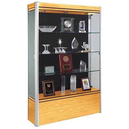 Waddell Display Floor Display Case 72"H x 48"L x 14"D, Contempo Series, Light Maple 602-BB-LM-SN