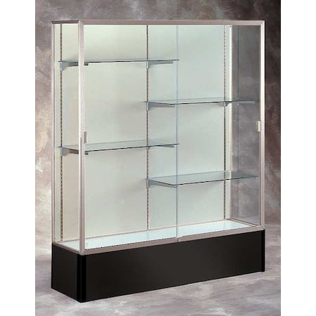 Waddell Display Floor Display Case 72" x 48" x 16", Spirit Series, Satin/Black 374PB-SN-BK