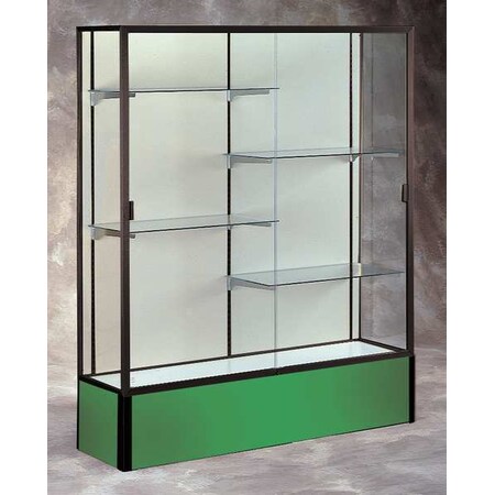Waddell Display Floor Display Case 72" x 48" x 16", Spirit Series, Dark Bronze/Kelly Green 374PB-BZ-KG