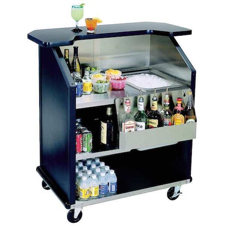 Lakeside Portable Bar with Black Laminate Finish, Stainless Steel 884B