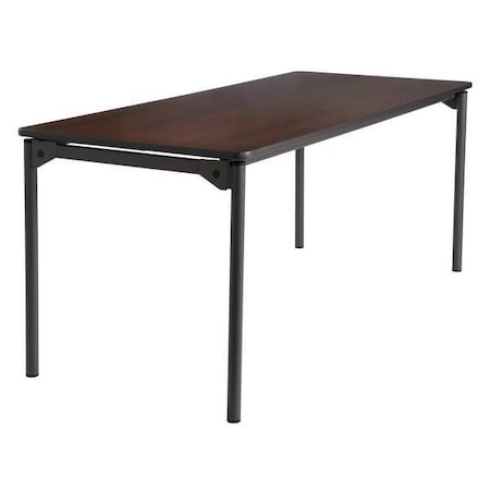 Iceberg Maxx Legroom Folding Table, Walnut Top, Charcoal Frame, 30 in W x 72 in L x 29.5 in H 65824