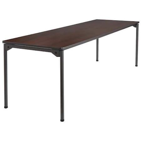 Iceberg Maxx Legroom Folding Table, Walnut Top, Charcoal Frame, 30 in W x 96 in L x 29.5 in H 65834
