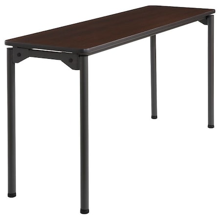 Iceberg Maxx Legroom Folding Table, Walnut Top, Charcoal Frame, 18 in W x 60 in L x 29.5 in H 65874